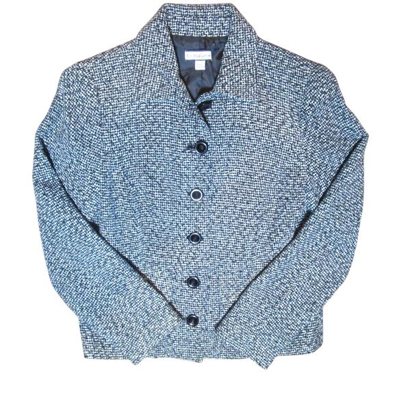 Croft & Barrow Women's Black and White Tweed Coat Lined Size Small Vintage 1973 - Picture 1 of 7